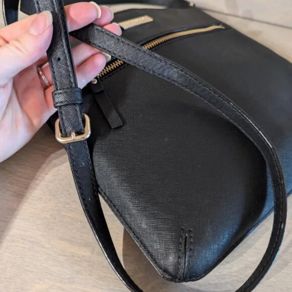 Kate Spade‎ Slender Crossbody Purse Prospect Place Rima Cow Leather Black & Gold